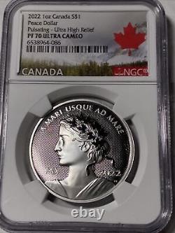 2022 Canada 1oz Silver Pulsating Peace Dollar Ngc Pf70 Proof Ultra High Relief