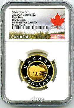 2022 Canada $2 Gilt Silver Proof Polar Bear Toonie Ngc Pf70 Ucam First Releases