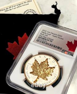 2022 Canada $20 Super Incuse MAPLE LEAF Rose Gilt 1 Oz NGC REV PF 70 FDOI
