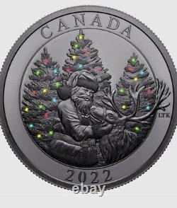 2022 Canada 3 oz Silver Magic of The Season Santa Proof. 999 Fine GLOW IN DARK
