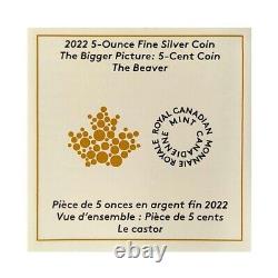 2022 Canada 5 oz Proof Silver The Bigger Picture The Beaver 5C Coin. 9999 Fine