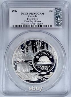 2022 Canada Beaver The Bigger Picture 5 Oz Silver Coin PCGS PR70DCAM FDOI Blunt