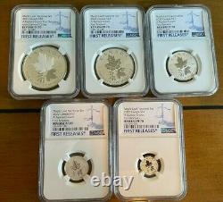2022 Canada Radiant Crown Silver Maple Leaf Reverse Proof 5-Coin Set NGC PF70