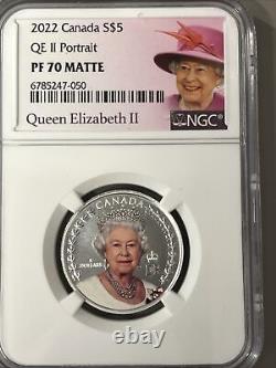 2022 Canada? Silver $5 Ngc Pf70 Matte Queen Elizabeth II Legacy Portrait