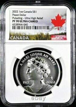 2022 Canada Silver Pulsating Peace Dollar Ultra High Relief Ngc Pf70 Ultra Cameo