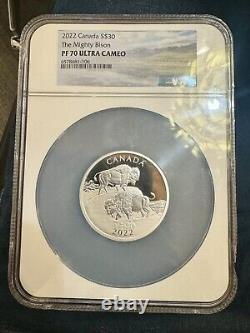 2022 Canada The Mighty Bison, 2oz Silver Proof Coin PF70 Low Mintage