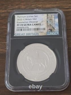 2022 Great Britain/canada Silver Proof Ngc Pf70 Qeii Platinum Jubilee 2-coin Set