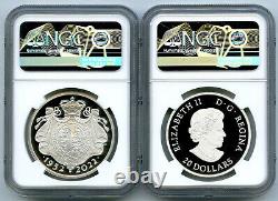 2022 Great Britain/canada Silver Proof Ngc Pf70 Qeii Platinum Jubilee 2-coin Set