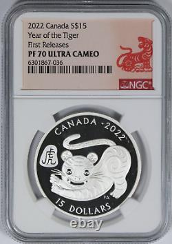 2022 NGC Canada $15 Silver Lunar Year of the Tiger Proof Coin PF70 FR