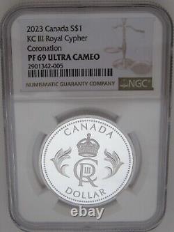 2023 $1 CANADA HM King Charles III Royal Cypher Coronation PF69 UC SILVER PROOF
