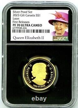 2023 $1 Canada Gilt Silver Proof Loonie Ngc Pf70 Queen Elizabeth Reign Loon Fr