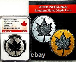 2023 1 oz Canada Maple Leaf Super Incuse Black Rhodium NGC Reverse PF 70