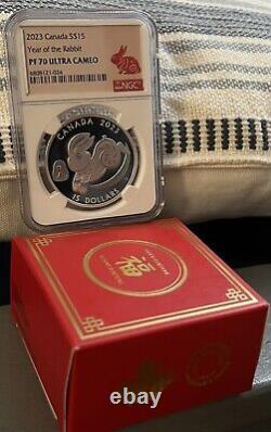 2023 $15 Canada NGC PF70 Year of the Rabbit 1oz Silver Proof Coin W Box/Coa