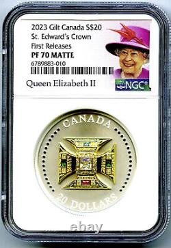 2023 $20 Canada 1oz Silver Gilt Proof Ngc Pf70 St. Edwards Crown Queen Elizabeth