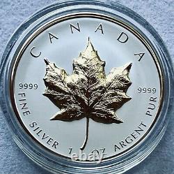 2023 $20 Canada Maple Leaf 1 Oz Silver Uhr Rev Proof 24k Gold Gilt Box/coa