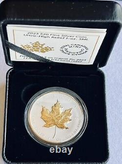2023 $20 Canada Maple Leaf 1 Oz Silver Uhr Rev Proof 24k Gold Gilt Box/coa