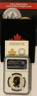 2023 $20 Canada Silver Maple Leaf Ultra High Relief Gilt NGC Reverse PF70 FDOI