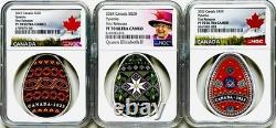 2023-25 $20 Canada Pysanka Ukrainian Egg 1oz Silver Proof 3-coin Set Ngc Pf70 Fr