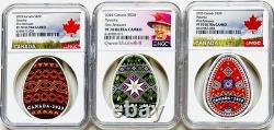 2023-25 $20 Canada Pysanka Ukrainian Egg 1oz Silver Proof 3-coin Set Ngc Pf70 Fr