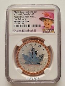 2023 CANADA 35th Anniv. Silver Maple Leaf GILT Silver/Gold REVERSE PF 70