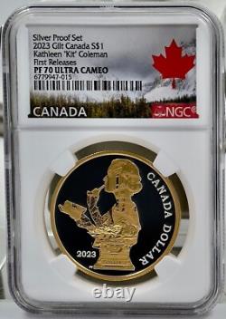 2023 Canada $1 Kathleen Kit Coleman Gilt Silver Dollar NGC PF70UCAM Journalist