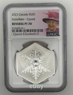 2023 Canada 1oz. 999 Silver Snowflake Crystal Reverse Proof PF 70 NGC QE II