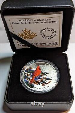 2023 Canada $20, Colourful Birds Northern Cardinal, 1 oz Silver Proof, RCM