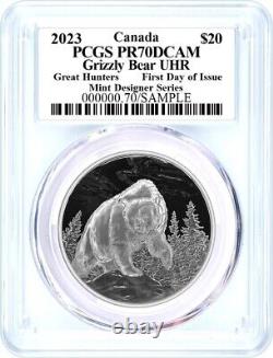 2023 Canada $20 Silver Great Hunters Grizzly UHR PCGS PR70 DCAM FDOI 2 Coin Set