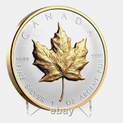 2023 Canada $20 Ultra High Relief Maple Leaf 1oz. 9999 Silver Gold Reverse Proof