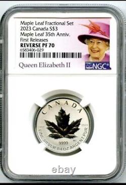 2023 Canada $3 1/4oz FINE SILVER MAPLE LEAF 35TH ANNIV NGC REVERSE PF70 FR