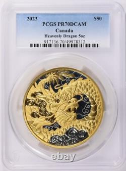 2023 Canada 5 OZ. Pure Silver Coin Heavenly Dragon PCGS PR70 DCAM