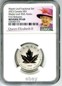 2023 Queen Elizabeth $3 1/4 Oz Canada Silver Proof Ngc Pf69 35th Maple Leaf Fr