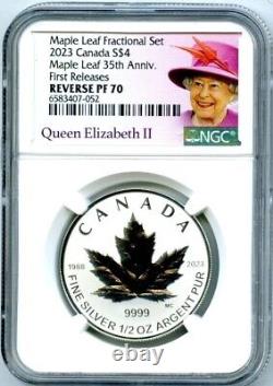 2023 Queen Elizabeth $4 1/2 Oz Canada Ngc Pf70 Silver Proof 35th Maple Leaf Fr
