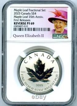 2023 Queen Elizabeth $4 1/2 Oz Canada Silver Proof Ngc Pf69 35th Maple Leaf Fr