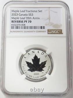 2023 Silver Canada $3 Maple Leaf 35th Anniversary 1/4 Oz Ngc Reverse Proof 70