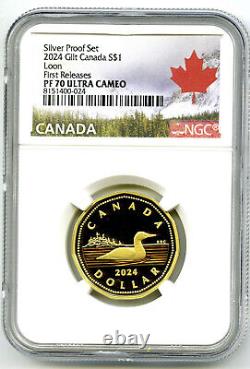 2024 $1 Canada Gilt Silver Proof Loonie Ngc Pf70 Loon New Effigy First Year & Fr