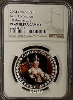 2024 $1 Canada Silver Dollar Proof Ngc Pf69 Ucam King Charles 1st Coronation Ogp