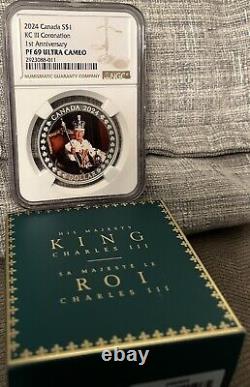 2024 $1 Canada Silver Dollar Proof Ngc Pf69 Ucam King Charles 1st Coronation Ogp