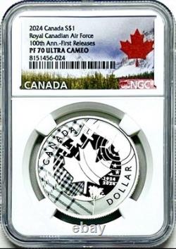 2024 $1 Canada Silver Dollar Proof Ngc Pf70 Maple Leaf Air Force First Releases