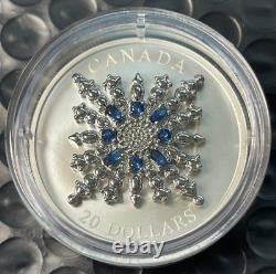 2024 $20 Canada 1 Oz 9999 Silver Proof Sapphire Jubilee Snowflake Brooch Fr