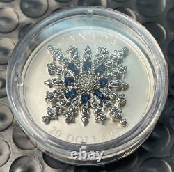 2024 $20 Canada 1 Oz 9999 Silver Proof Sapphire Jubilee Snowflake Brooch Fr