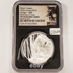 2024 $20 Canada 1 oz 9999 Silver UHR Great Hunters Cougar NGC PF 70 UC Q2377