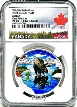 2024 $20 Canada 1oz Silver Proof Moose Ngc Pf70 Ucam First Releases