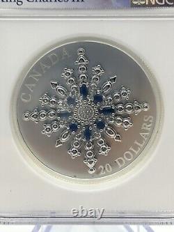 2024 $20 Canada 1oz Silver Proof Ngc Pf70 Sapphire Jubilee Snowflake Brooch