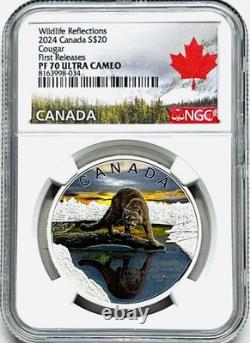 2024 $20 Canada 1oz Silver Proof Ngc Pf70 Ucam Cougar First Releases