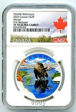 2024 $20 Canada 1oz Silver Proof Ngc Pf70 Ucam Moose First Releases