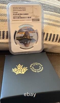 2024 $20 NGC PF69 CANADA 1OZ SILVER UCAM COUGAR WILDLIFE REFLECTIONS WithOGP