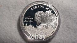 2024 $30.00 Canada Weather Watch Bison 2 Oz Silver Coin, With Coa & Box