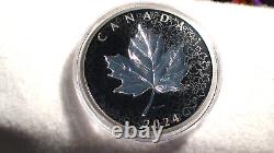 2024 $50.00 Canada Maple Leaves In Motion 5 Oz Rhodium/silver Coin, Coa & Box