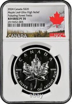 2024 CA $20 Maple Leaf SML UHR Pulsating Forest NGC Reverse PF 70 PROOF NEW